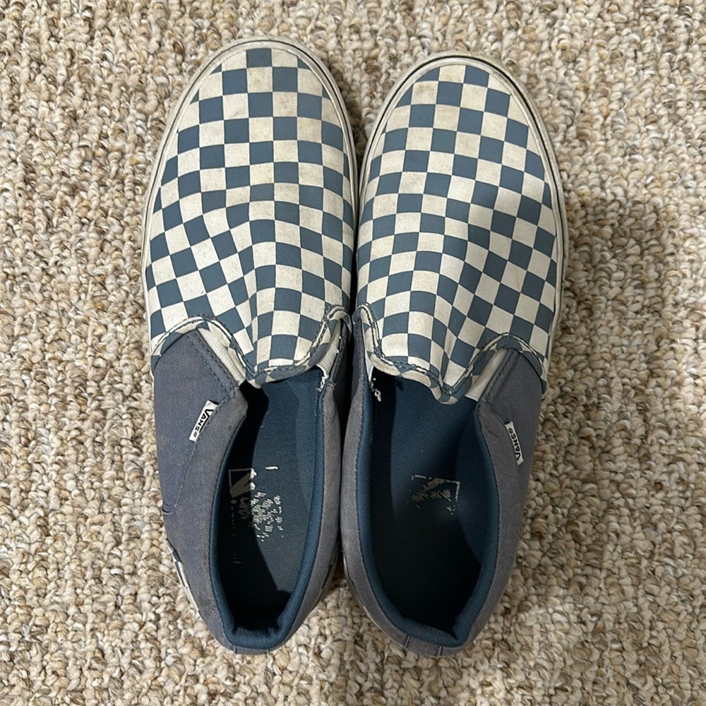 Classic Slip-On Checkerboard Shoe - Dusty Blue
